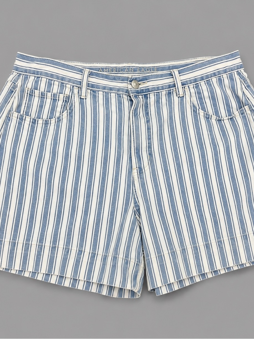 American Eagle Outfitters Blue & White Striped Jean Shorts